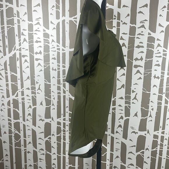 Playa Swim Olive Green Ruffled One Shoulder One Piece Swimsuit sz XL (16) - Picture 3 of 9
